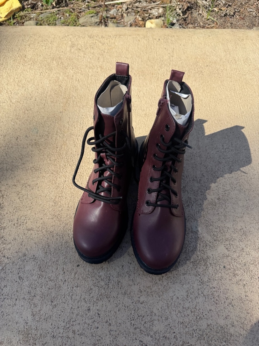 Time and Tru Burgundy Lace-Up Combat Boots